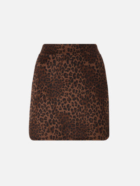 Eira mini skirt in double fabric with leopard print