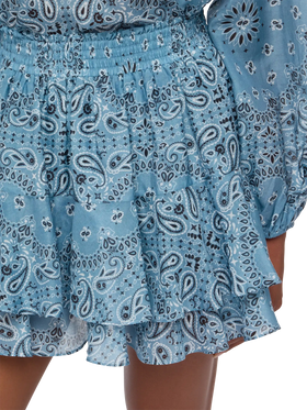 Eivissa ruffled mini skirt in silk voile with bandanna print - MC2 Saint Barth