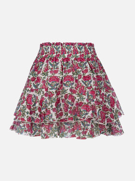 Woman silk voile ruffled mini skirt Eivissa - MC2 Saint Barth