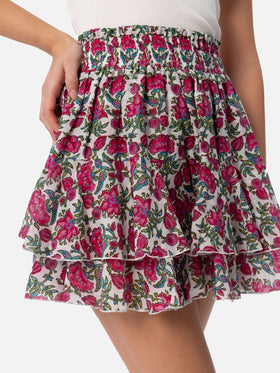 Woman silk voile ruffled mini skirt Eivissa - MC2 Saint Barth