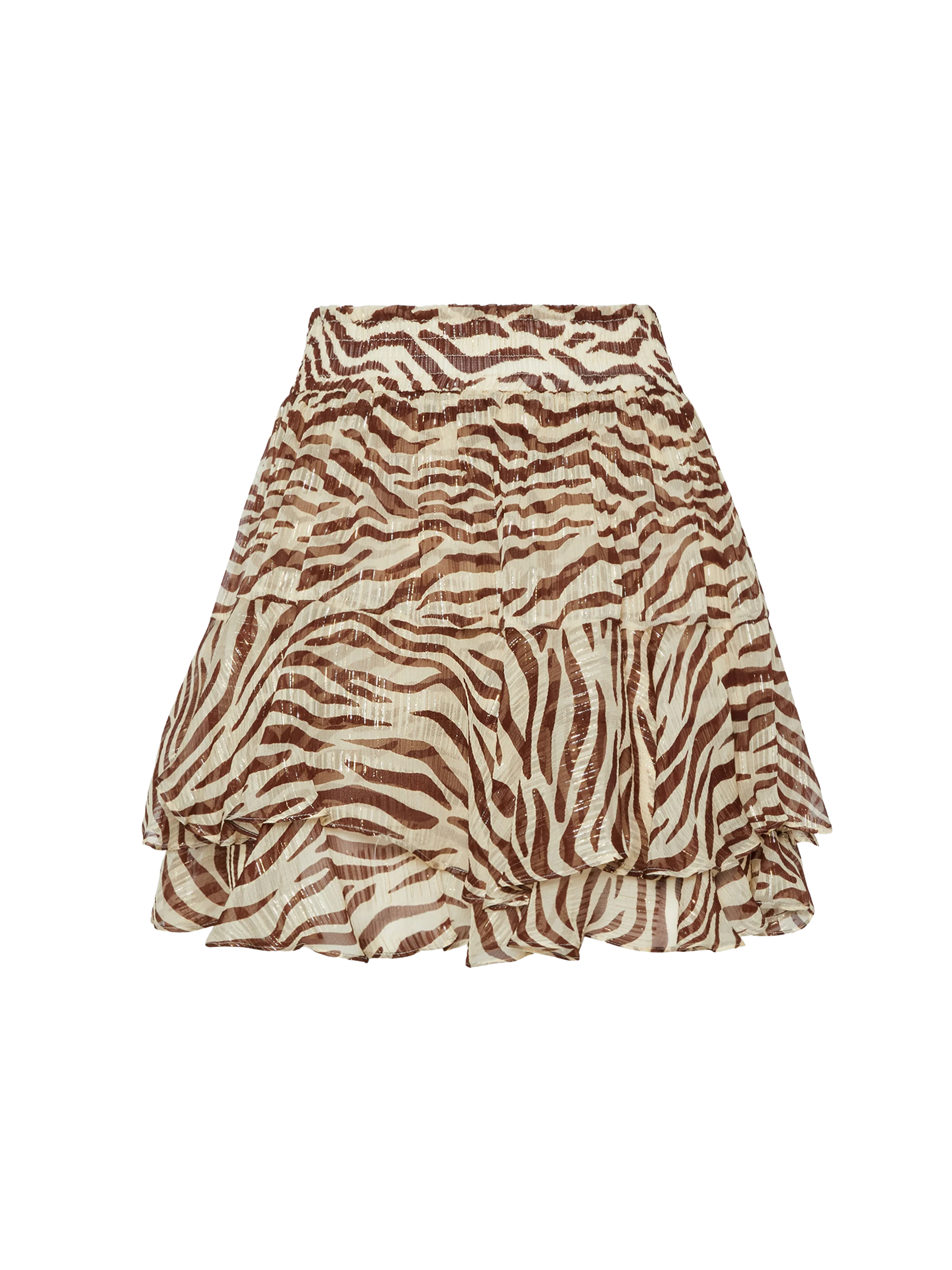Eivissa ruffled mini skirt in lurex silk voile with animalier print - MC2 Saint Barth