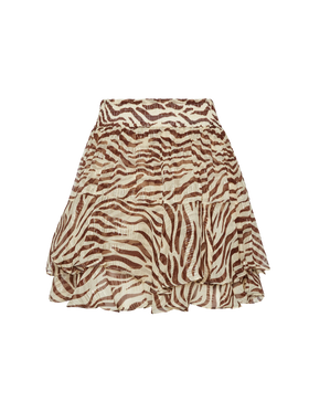 Eivissa ruffled mini skirt in lurex silk voile with animalier print - MC2 Saint Barth