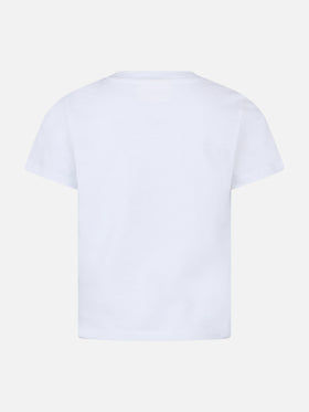 Girl cotton jersey crewneck t-shirt Elly with Vacay mood embroidery - MC2 Saint Barth