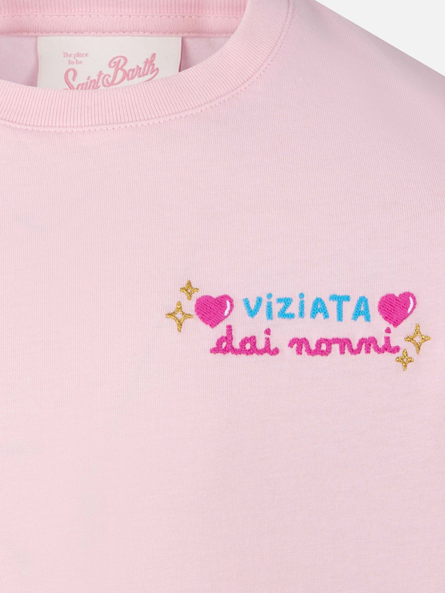 Elly cotton jersey crewneck t-shirt with Vado dai Nonni embroidery - MC2 Saint Barth