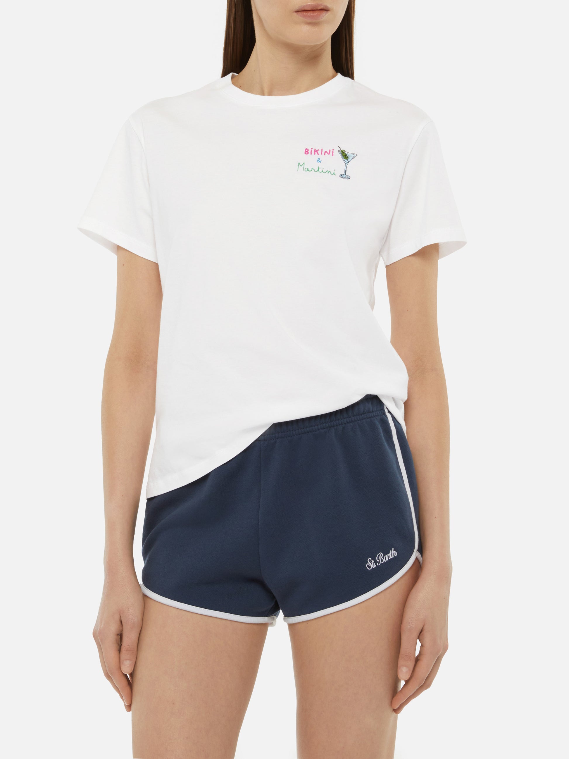 Emilie cotton t-shirt with Bikini & Martini embroidery - MC2 Saint Barth
