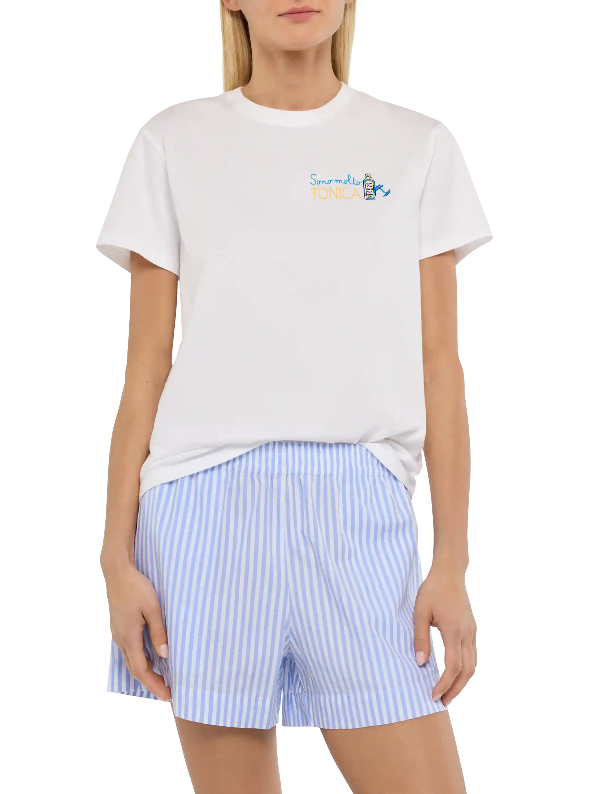 Emilie cotton t-shirt with Sono molto tonica embroidery - MC2 Saint Barth
