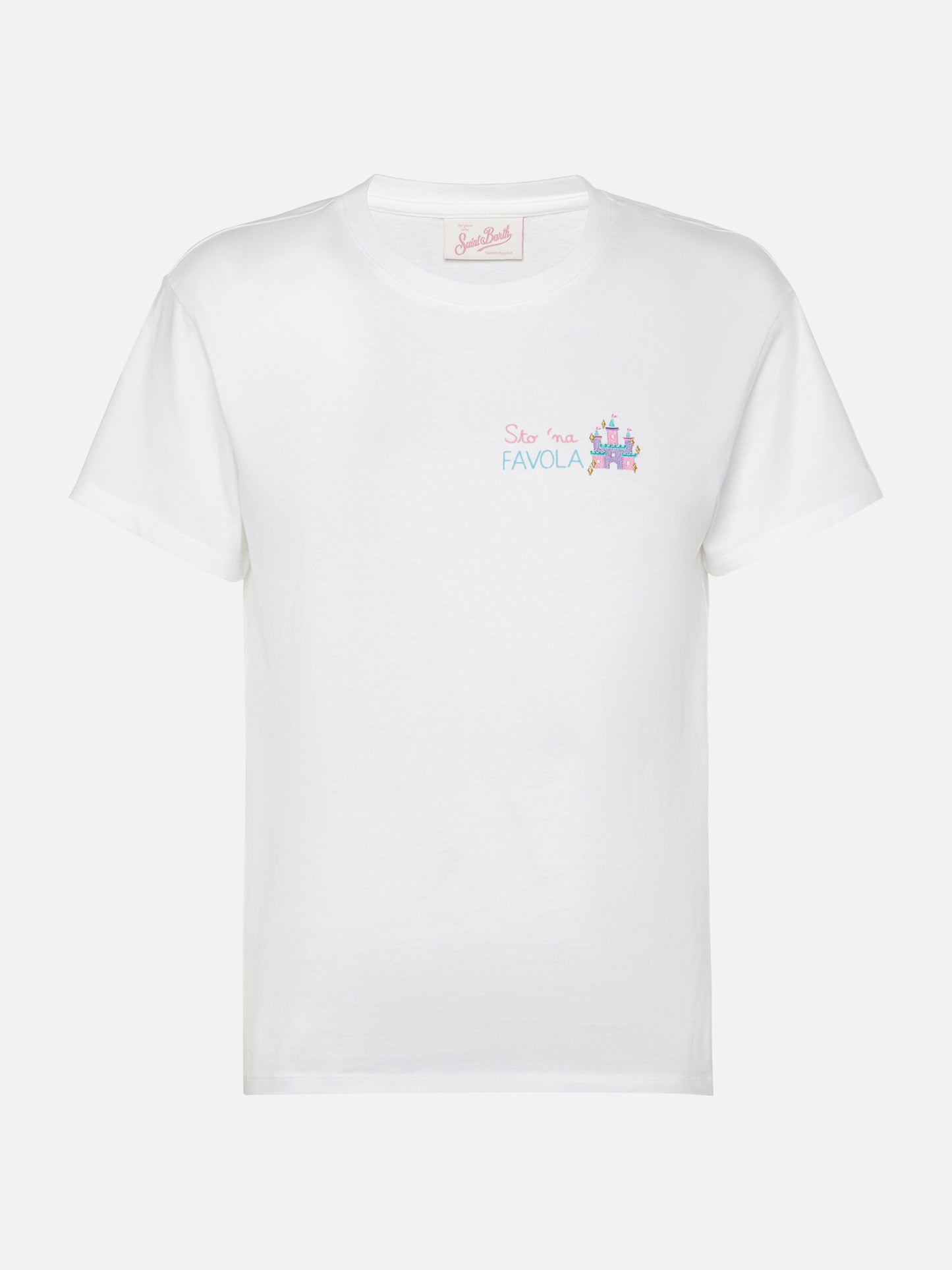 Baumwoll-T-Shirt Emilie mit Sto 'na favola-Stickerei