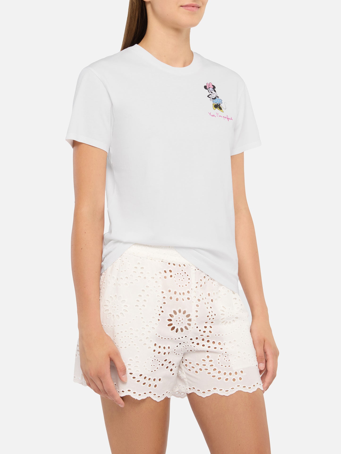 Emilie t-shirt in cotone con ricamo Minnie Yes, I'm perfect | DISNEY© SPECIAL EDITION