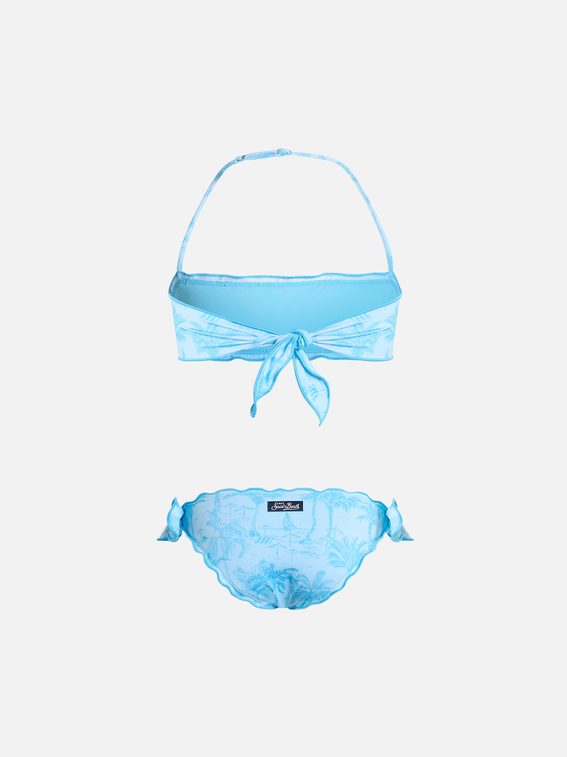 Girl classic bandeau bikini Emy with toile de jouy print - MC2 Saint Barth