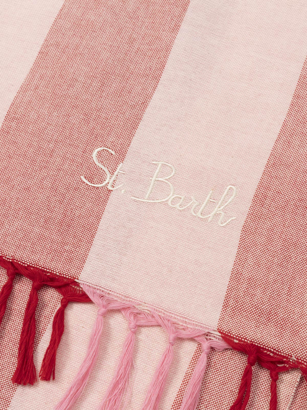 Telo mare in cotone leggero Fouta con stampa a righe rosa