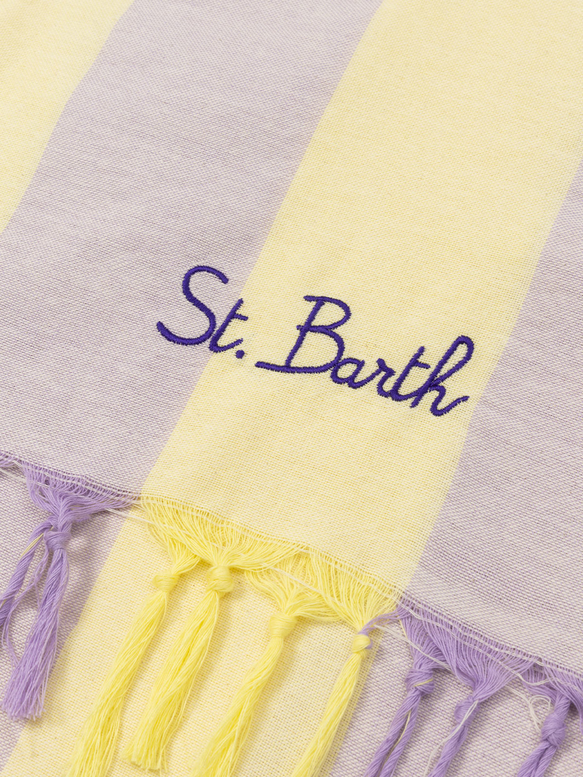 Telo mare leggero in cotone Fouta con stampa a righe lilla