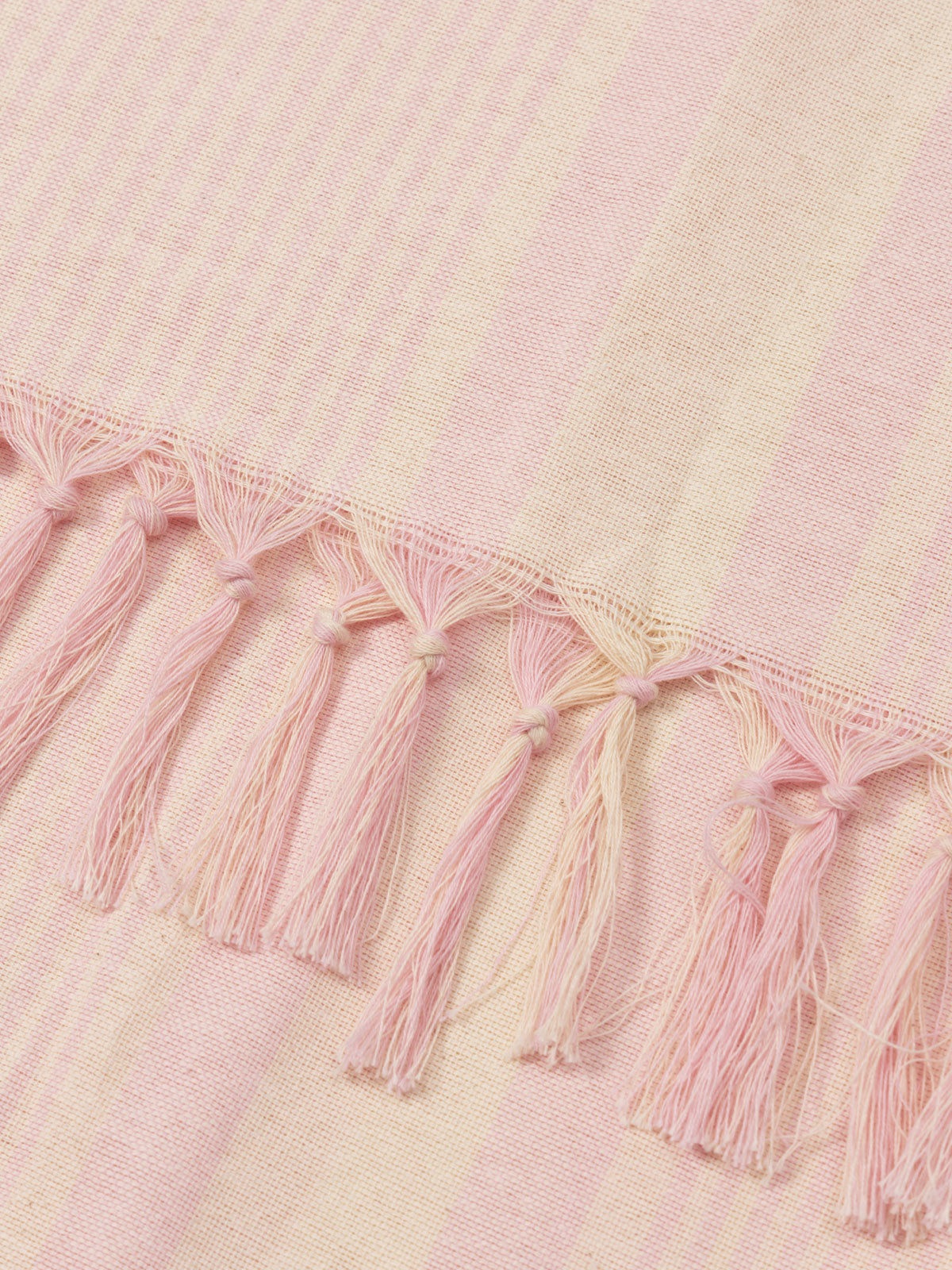 Telo mare in cotone leggero Fouta con stampa a righe rosa e ricamo