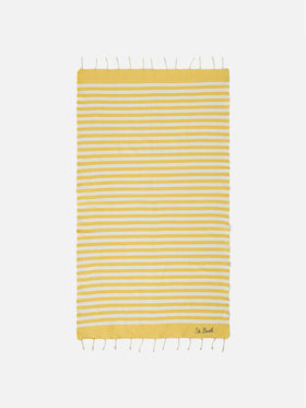 Cotton beach towel Fouta with yellow striped print - MC2 Saint Barth