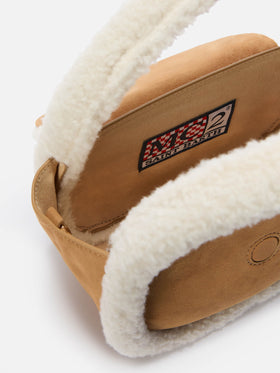 Gilda Mutton Suede Handbag in beige faux suede and shearling