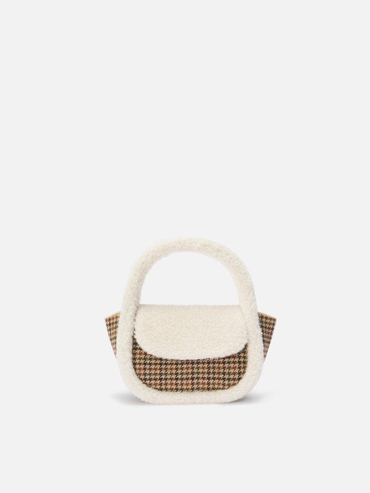 Borsa a mano Gilda Mutton Wool pied de poule e shearling