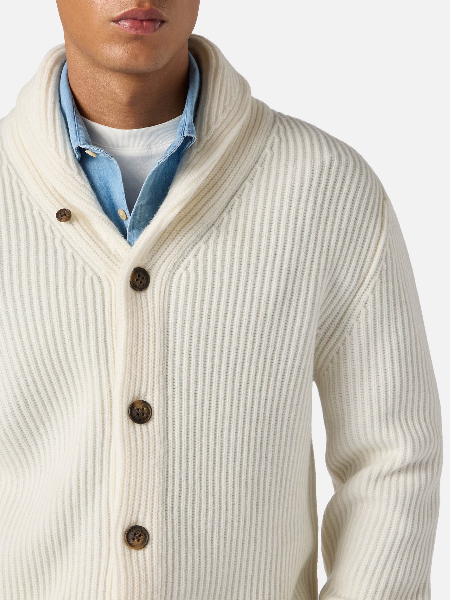 Cardigan Glasgow in pura lana bianco