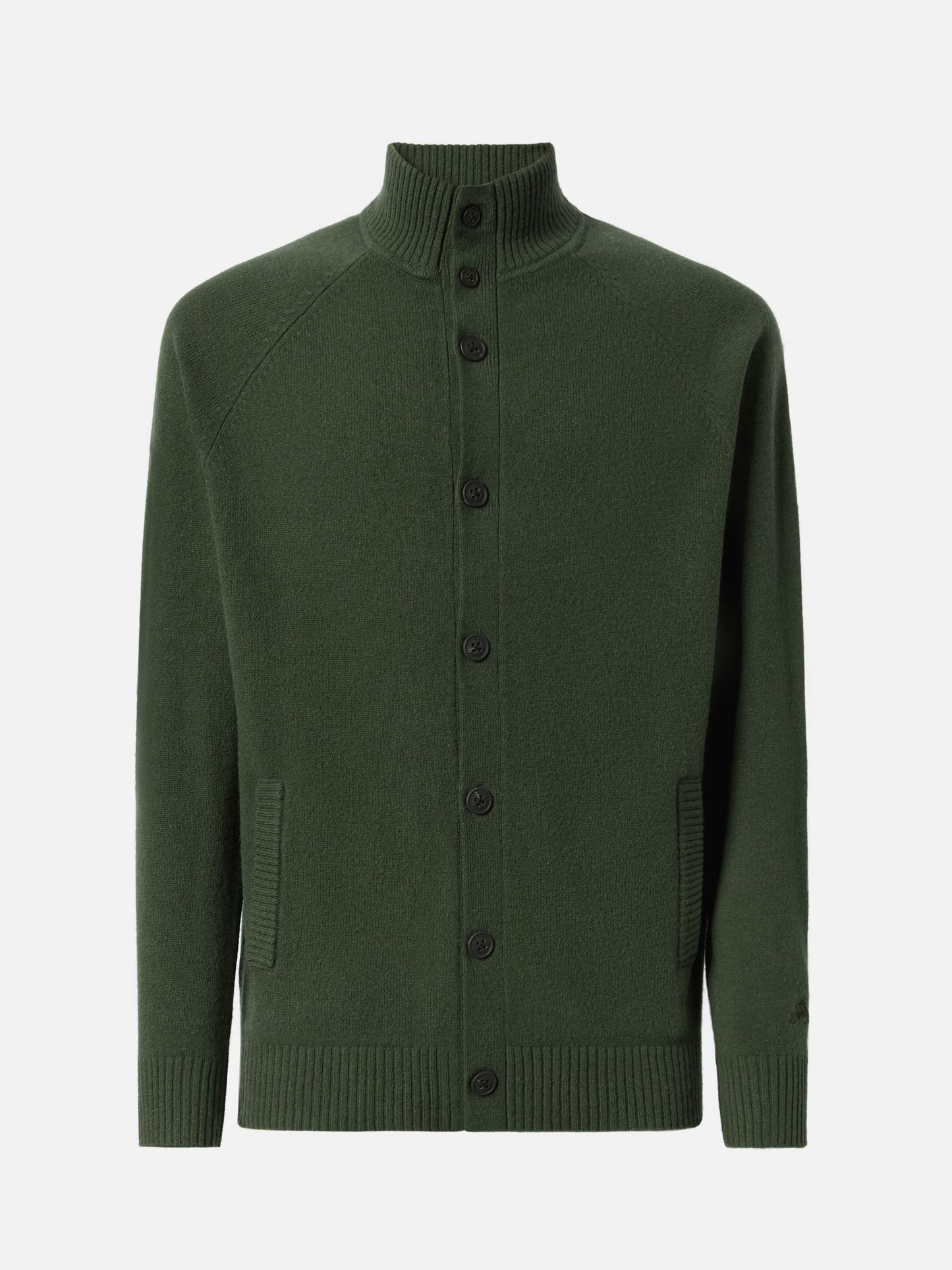 Cardigan Galway in lana verde militare