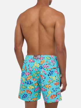 Klassische Herren-Badeshorts mit mehrfarbigem Clownfisch-Print