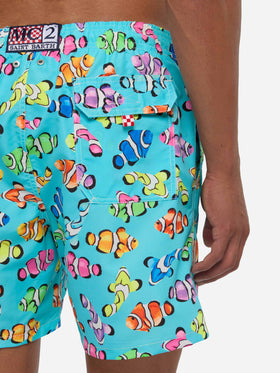 Klassische Herren-Badeshorts mit mehrfarbigem Clownfisch-Print