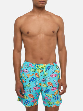 Klassische Herren-Badeshorts mit mehrfarbigem Clownfisch-Print