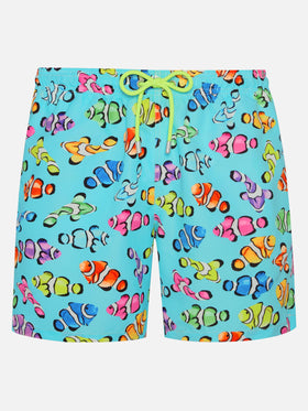 Klassische Herren-Badeshorts mit mehrfarbigem Clownfisch-Print
