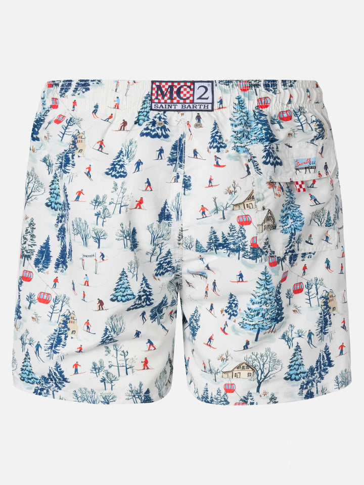 Costume mare lunghezza media Gustavia con stampa pista da sci