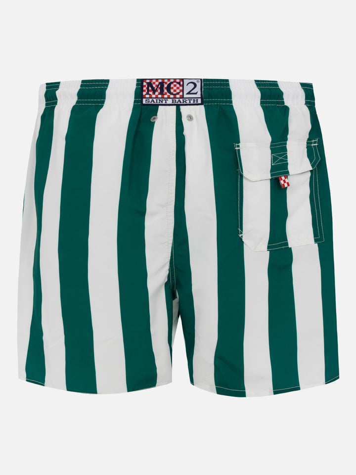 Mid-length striped Gustavia swim-shorts with St. Barth embroidery - MC2 Saint Barth