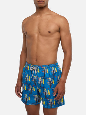 Mid-length swimshorts with surf motorbike