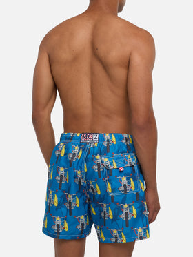 Mid-length swimshorts with surf motorbike