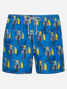 Mid-length swimshorts with surf motorbike