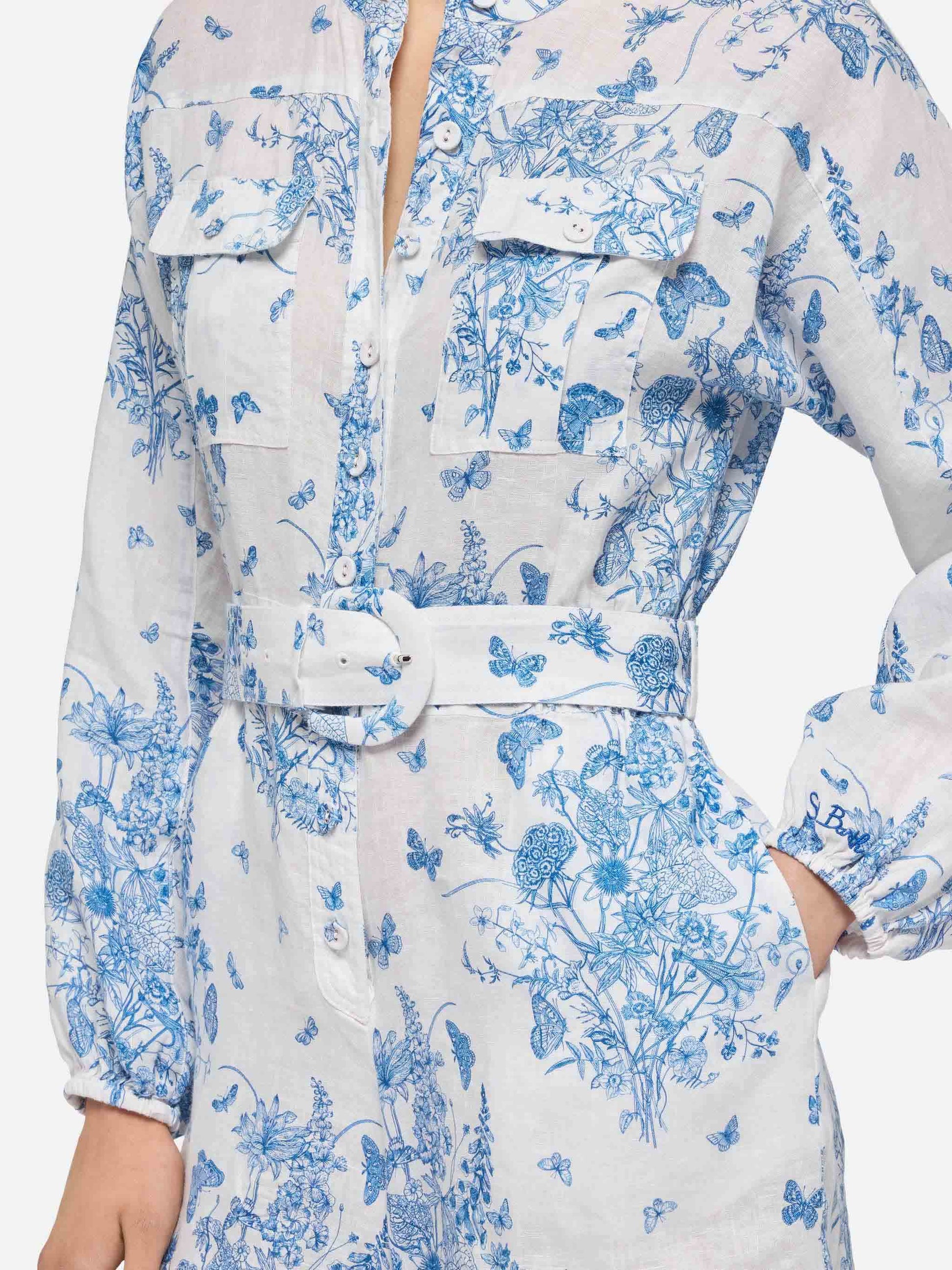 Hanniel linen playsuit with butterfly toile de jouy print - MC2 Saint Barth