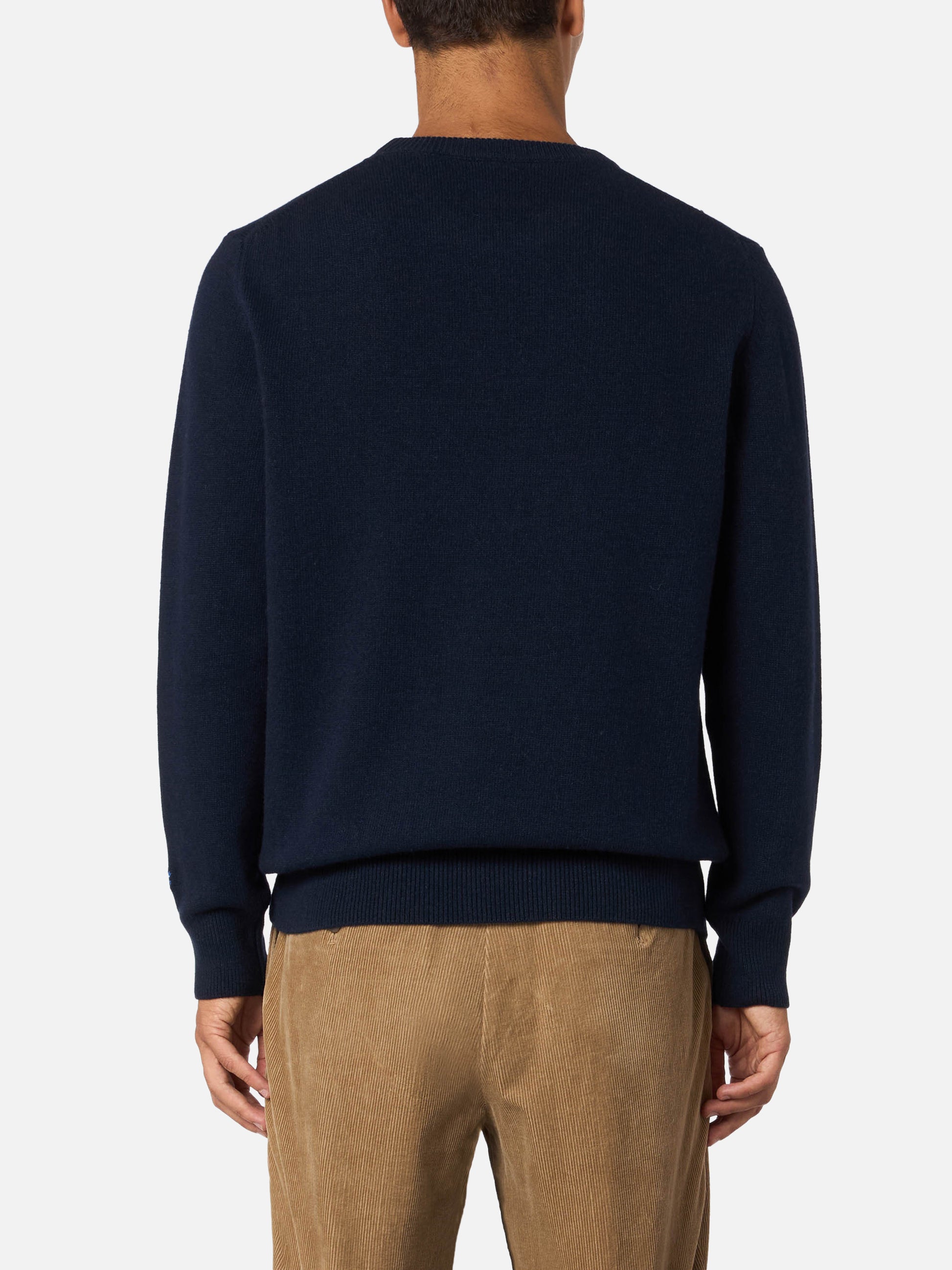 Man blue sweater Heron with Vacanze di Natale logo jacquard | VACANZE DI NATALE SPECIAL EDITION - MC2 Saint Barth