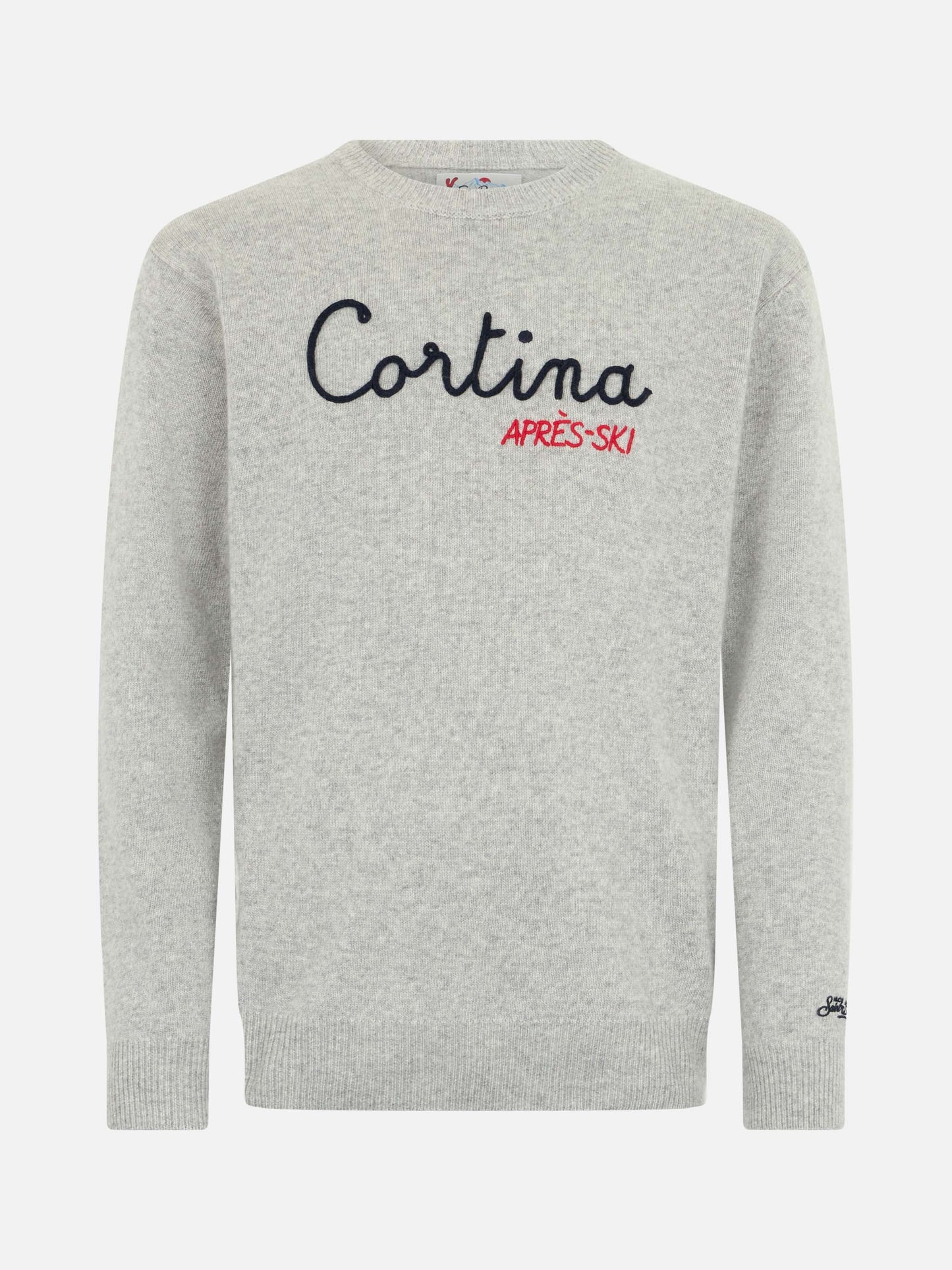 Man gray sweater Heron with Cortina apres ski embroidery - MC2 Saint Barth