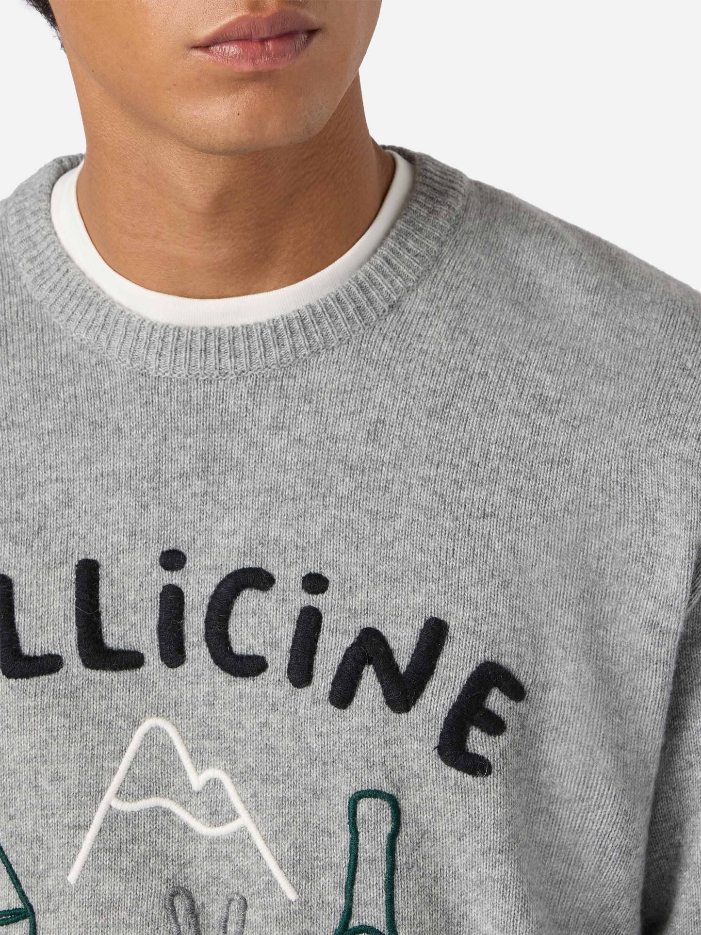 Grey sweater Heron with Bollicine team embroidery