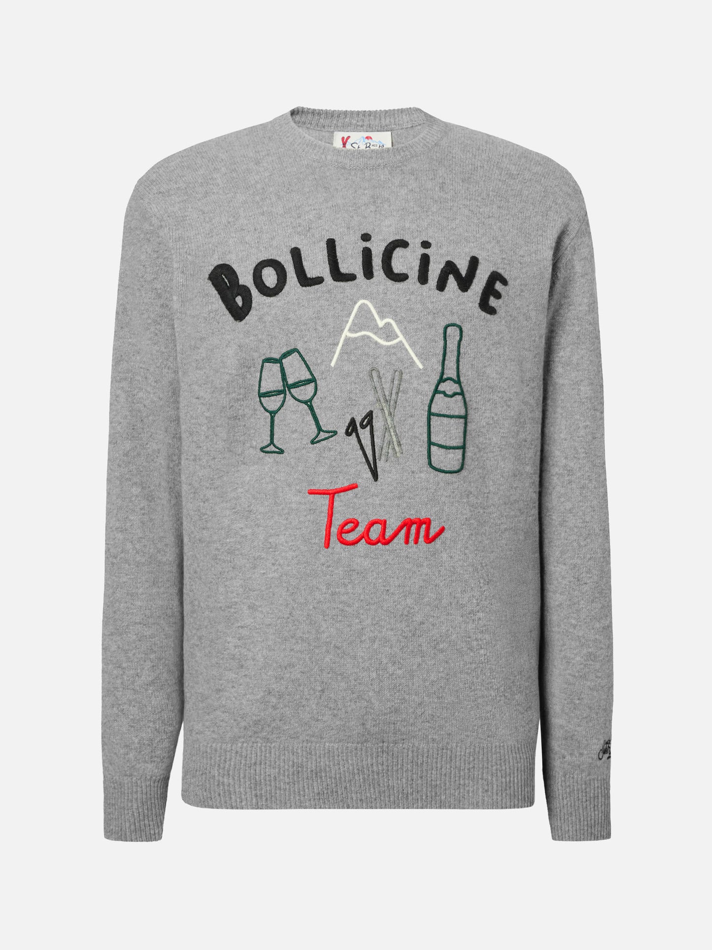 Grey sweater Heron with Bollicine team embroidery