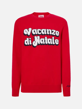 Red sweater Heron with Vacanze di Natale jacquard | VACANZE DI NATALE SPECIAL EDITION