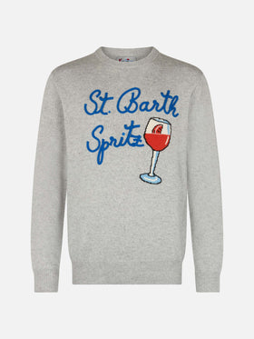 Man gray sweater Heron with Spritz glass - MC2 Saint Barth