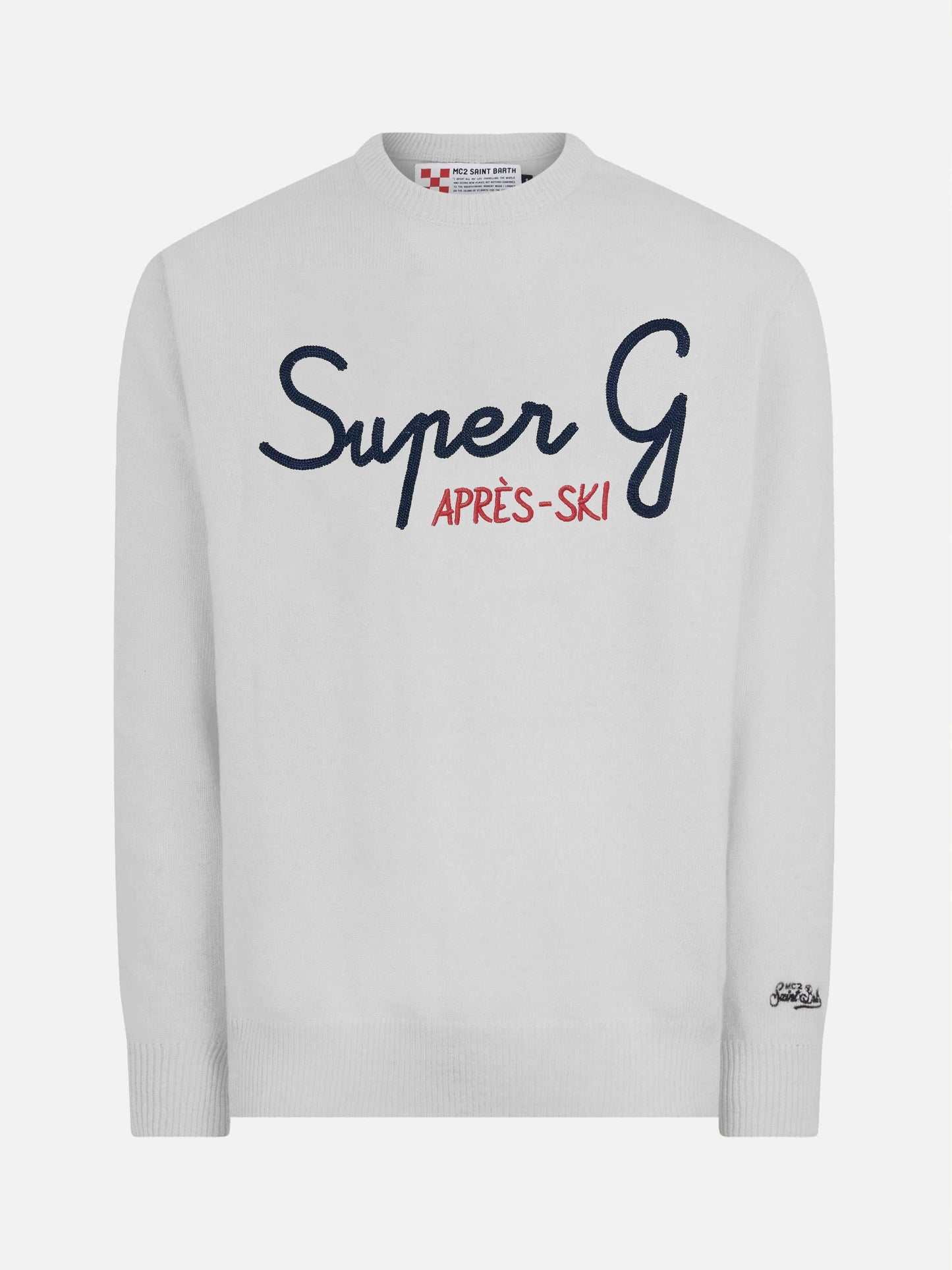 Maglione grigio chiaro Heron con ricamo super G | SUPER G SPECIAL EDITION