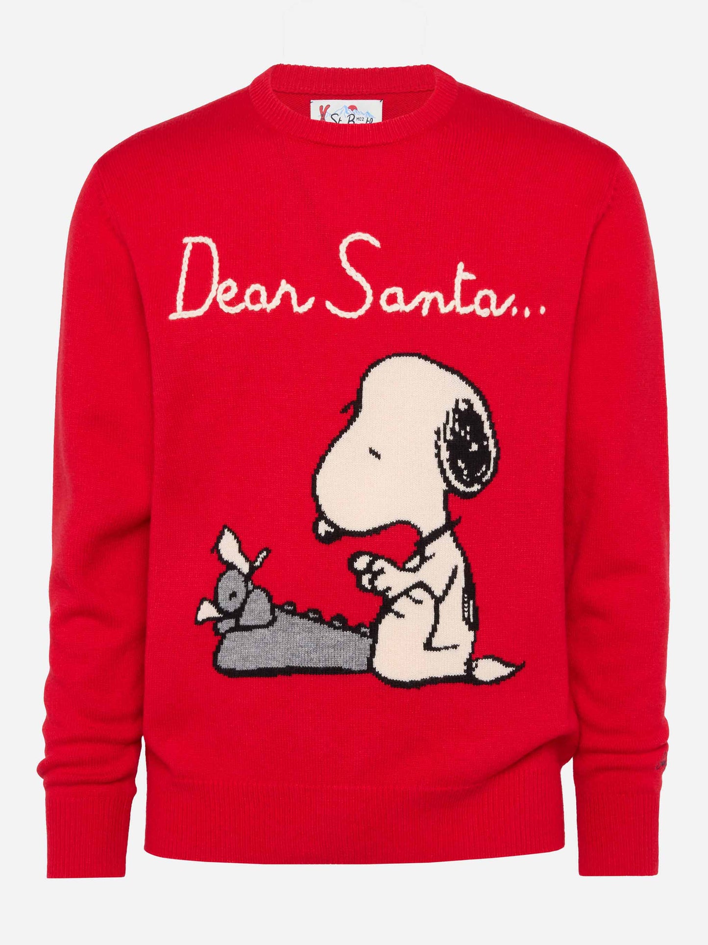 Red sweater Heron with Snoopy jacquard and embroidery | SNOOPY PEANUTS® SPECIAL EDITION - MC2 Saint Barth