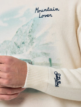 Man white sweater Heron with Mountain lover jacquard - MC2 Saint Barth