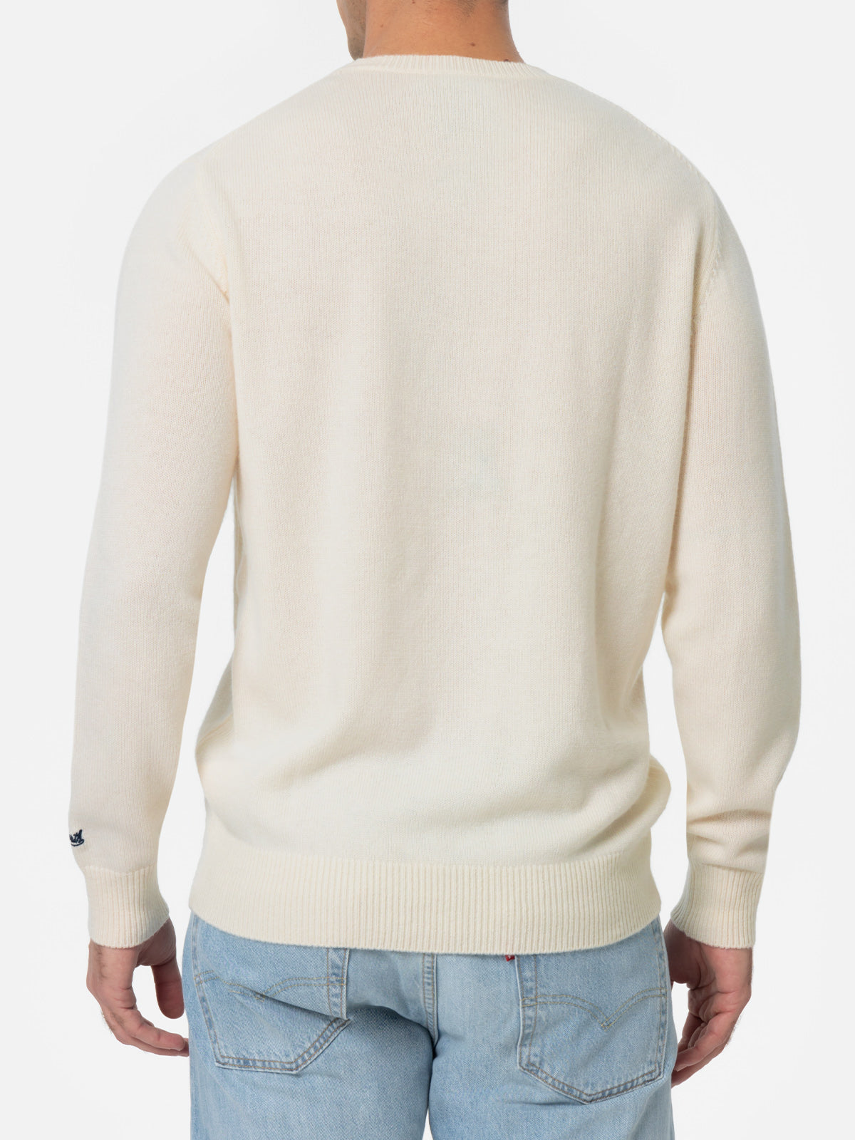 Man white sweater Heron with Mountain lover jacquard - MC2 Saint Barth
