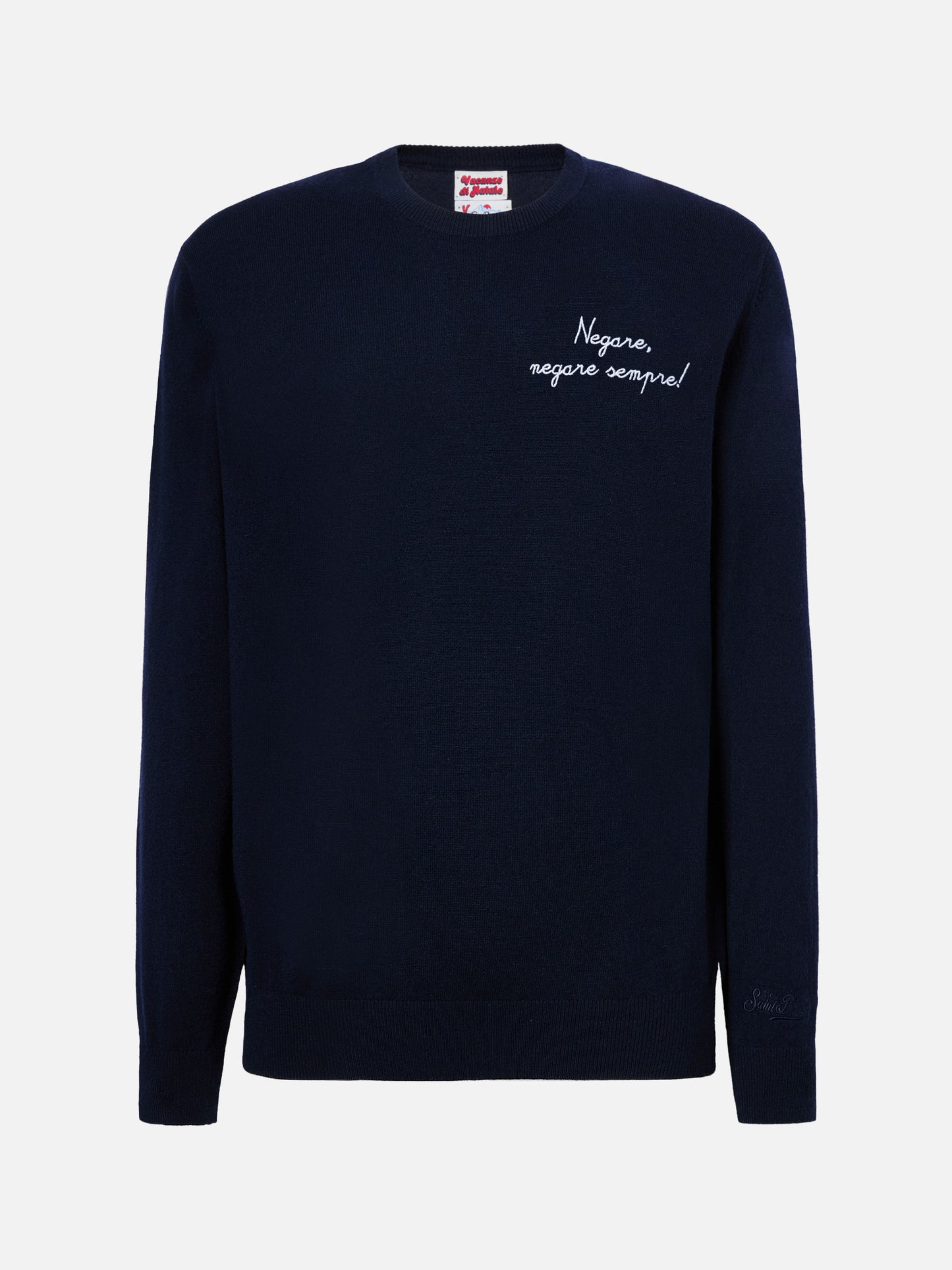 Crewneck sweater Heron Light with Negare, negare sempre! embroidery | VACANZE DI NATALE SPECIAL EDITION