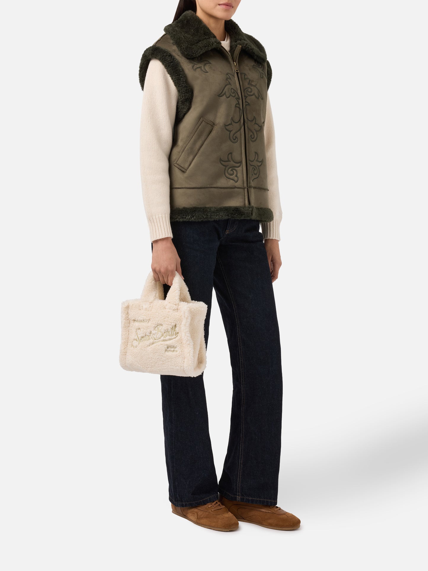 Hesketh faux-shearling gilet with western embroidery