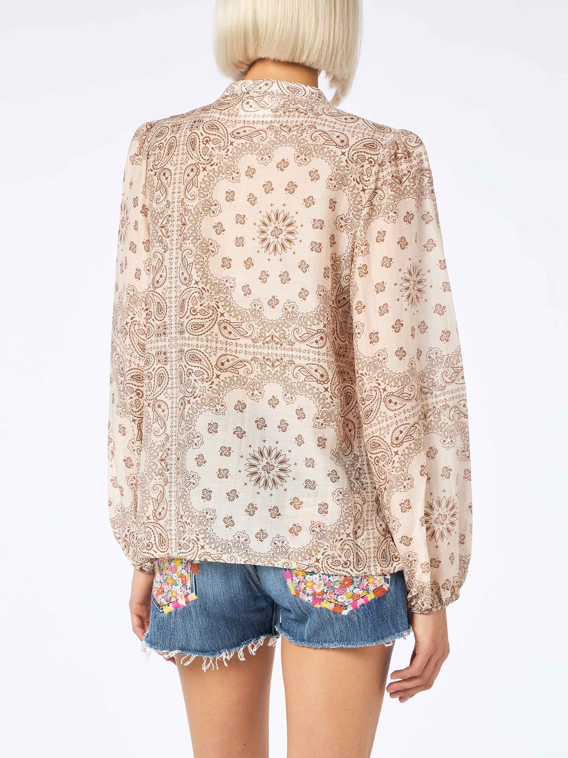 Woman silk voile blouse Harper with bandanna print - MC2 Saint Barth