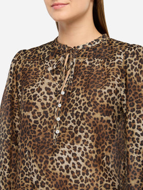 Bluse Harper aus Lurex-Seidenvoile mit Animalier-Print