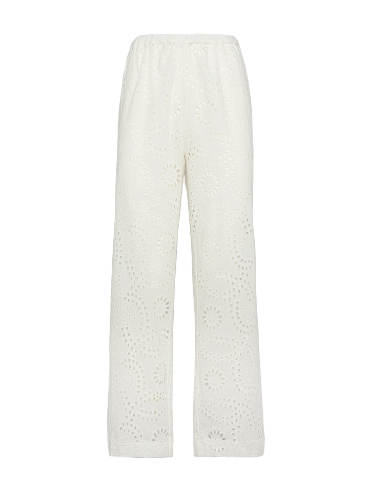 Inez white Sangallo lace pants
