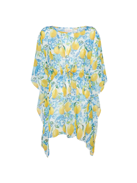 Iria cotton silk kaftan with majolica print - MC2 Saint Barth