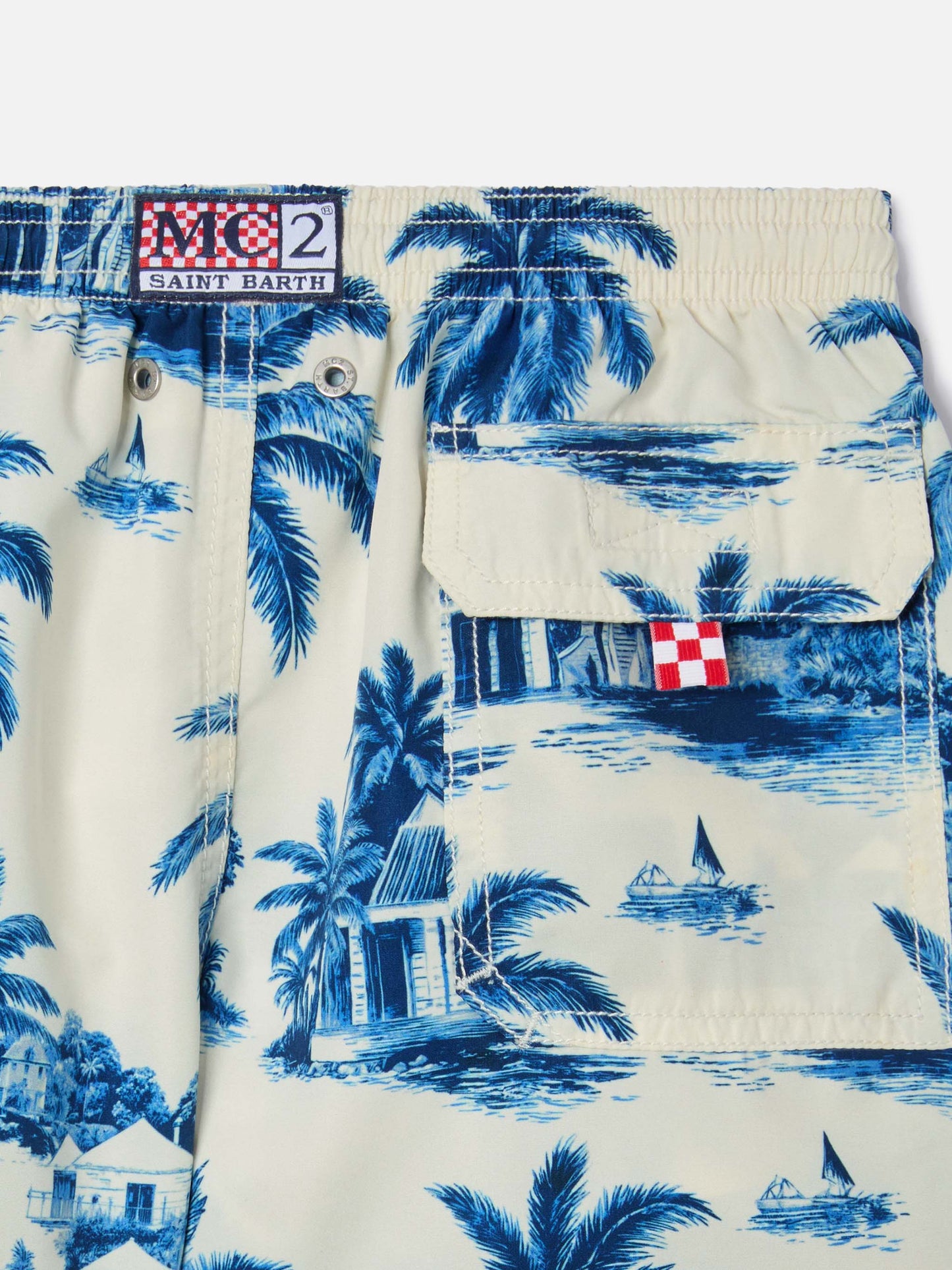 Costume Jean con stampa Toile de Jouy blu