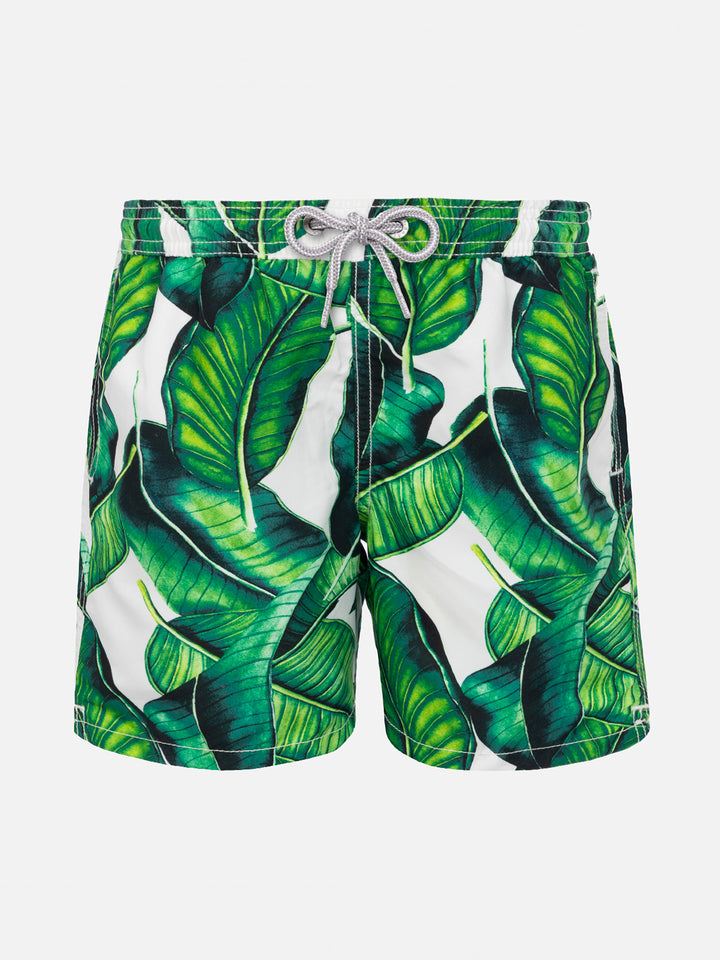 Boy swim shorts with banana leaves print - MC2 Saint Barth