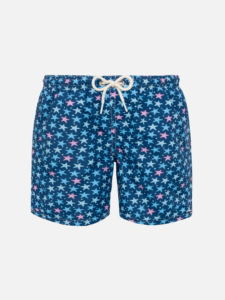 Boy lightweight fabric swim-shorts Jean Lighting with starfishes print - MC2 Saint Barth